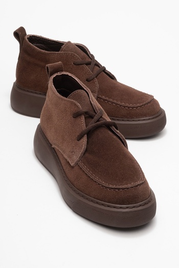 LuviShoes LILYA Кафяви суедни дамски ботуши от естествена кожа