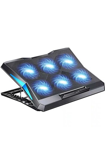 Elindor ® 6-Fan Laptop Cooler, Height Adjustable, Compatible with 17 Inch, Black