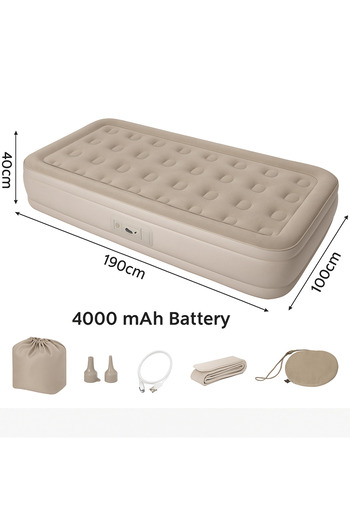 TSUMAB Single Booster Inflatable Air Mattress with Built-in Pump – 40cm Elevation