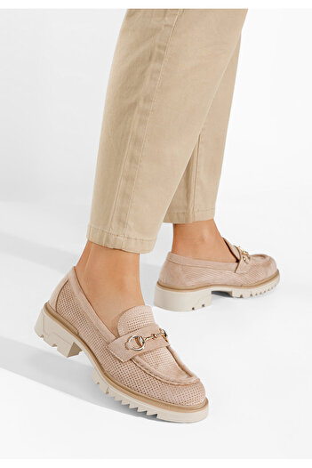 B T Shoes Khaki dámske letné mokasíny Sortela