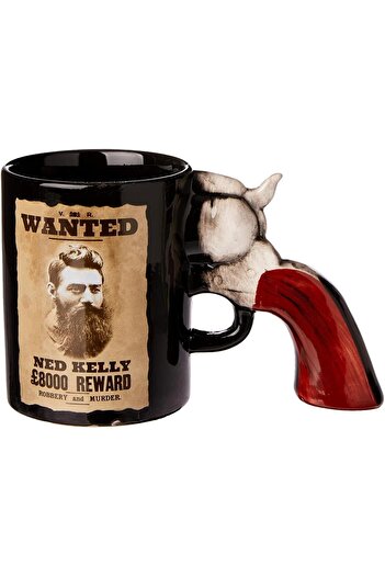 HEPBİMODA 3D Gun Design Mug - Wanted Ned Kelly Gift Mug