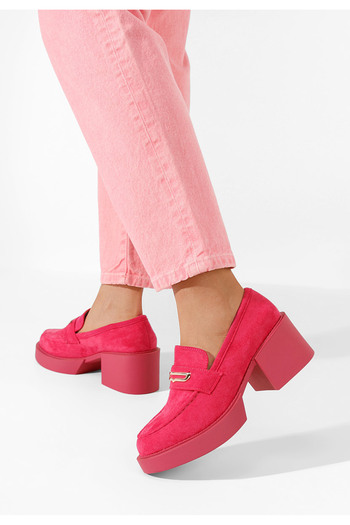 B T Shoes Fuchsiové mokasíny na opätku Agnessa