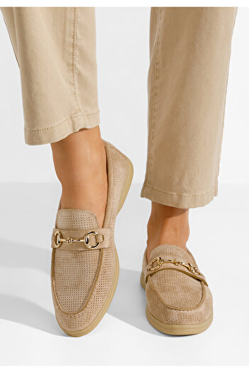B T Shoes Khaki dámské letní mokasíny Maceira V5