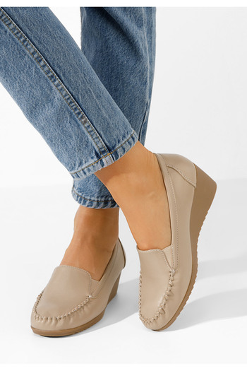 B T Shoes Μοκασίνια με πλατφόρμα Alpha μπεζ