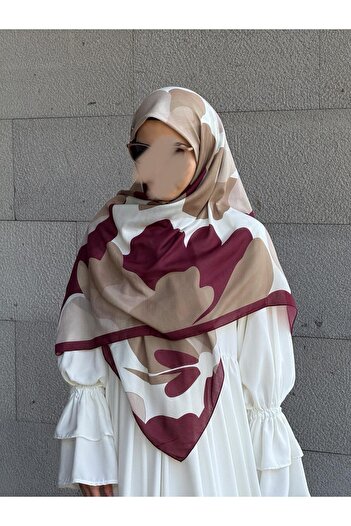 Qalortex Scarf Pamuklu Vera Desen Eşarp-Bordo
