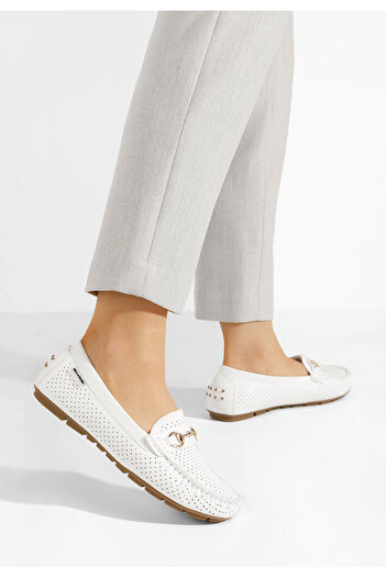 B T Shoes μοκασινια καλοκαιρινα Aishani λευκά