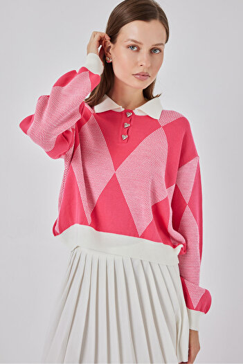 Bigdart Women's Crop Knitwear Sweater 15936 - C. Pink