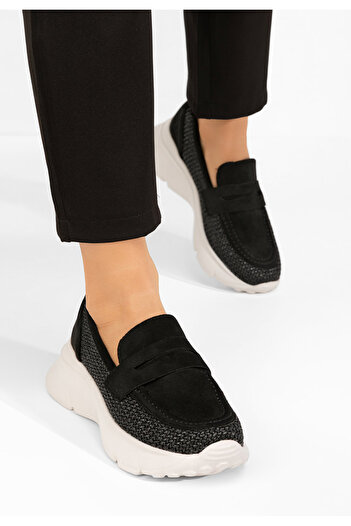 B T Shoes Almata black platform loafers