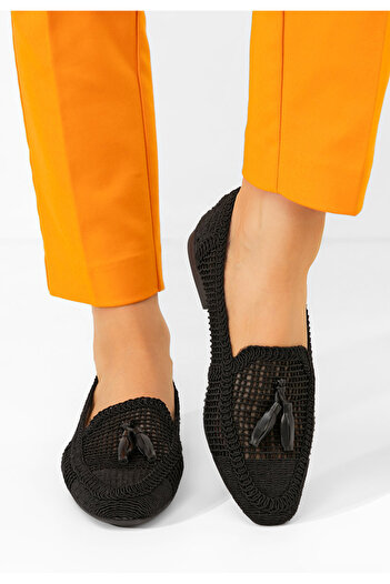B T Shoes Černé dámské letní mokasíny Sylvia