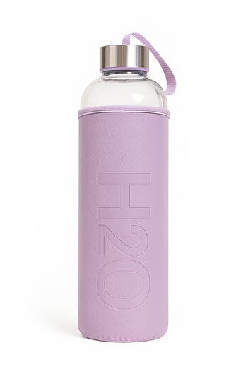 uğurlu dükkan Glass Water Bottle with Leather Case 1 Lt Purple