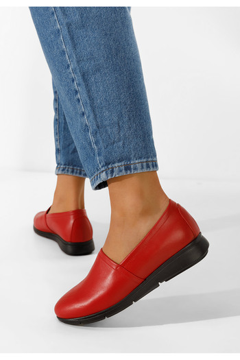B T Shoes Červené kožené polobotky Guilena