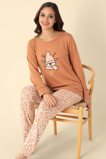 İYİBU Women's Thermal Long Sleeve Pajama Set Soft Texture, Warm Keeping Design