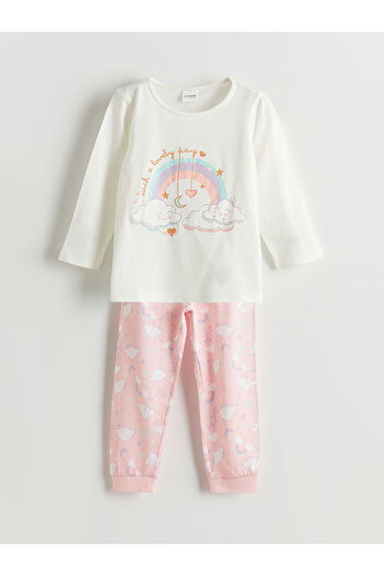 LC Waikiki Bisiklet Yaka Baskılı Kız Çocuk Pijama