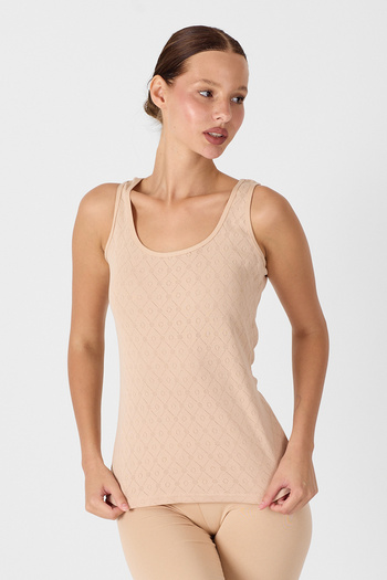 Malabadi Women's Skin Color 3-Piece Thick Strap 100% Cotton Jacquard Undershirt 3m354