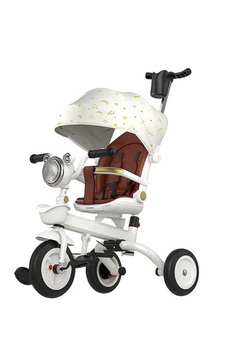 Flippy Multifunctional Tricycle for Kids, with Foldable Canopy, Push Type, Rotating Seat with Sittin