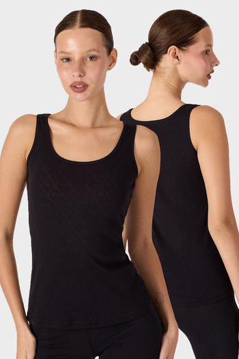Malabadi Women's Black 2-Piece Thick Strap 100% Cotton Jacquard Tank Top 2m354