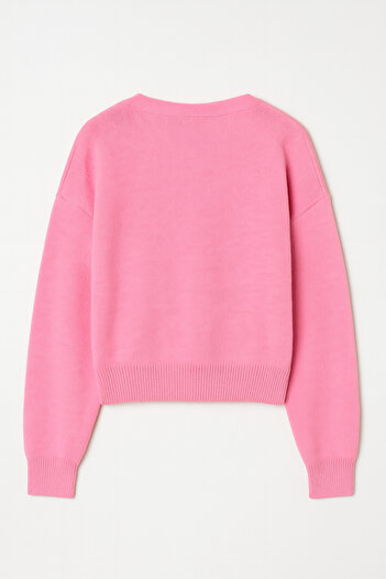 Mixray 6959 women's bow knit cardigan pink