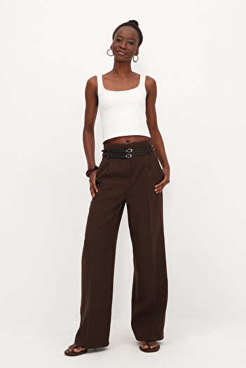 Addax Belted Wide Leg Pants Pn3832
