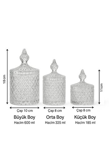 FAIR HOME 3-Piece Crystal Patterned Countertop Jars with Lids - Spice Set