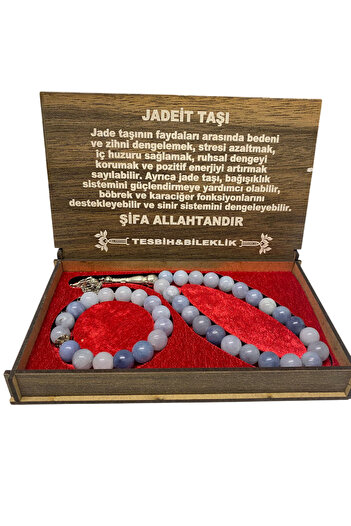 tawlu Jadeite Stone Prayer Beads + Natural Stone Bracelet with Gift