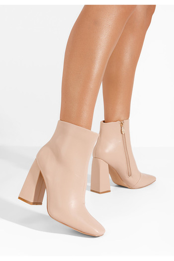 B T Shoes Μποτάκια με χοντρό τακούνι Meina μπεζ