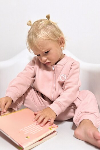 Little Gusto Organik Pamuklu İçi Tüylü Pembe Fermuarlı Bebek Tulumu