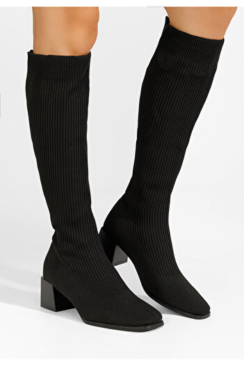 B T Shoes Γυναικείες Μπότες κάλτσα Denisse Μαύρα