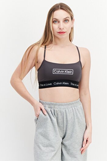 Calvin Klein Women Brand Logo Sports Bra, Grey Combo