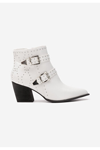 B T Shoes Γυναικεία Μποτάκια Cowboy Hazara λευκά