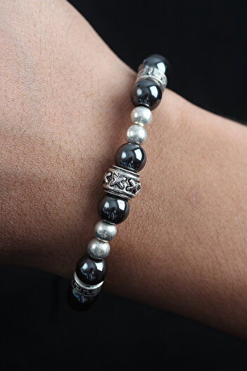 callerrons accessories Natural Stone X Model Anthracite Color Elevator Men's Bracelet - Ebj250902W37676