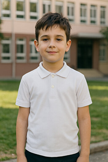 Yalçınoğlu Kids School Uniform Polo Neck T-Shirt - All-Day Comfort - Breathable Fabric, Durable and Comfortable - Long Sleeve