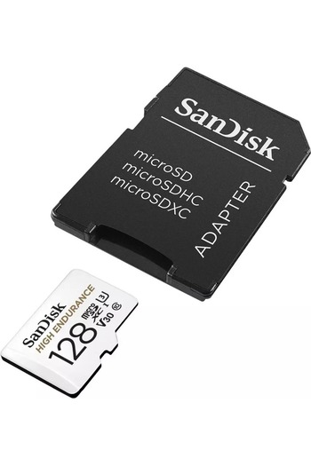 SanDisk محول بطاقة microSDXC + SD عالي التحمل، 128 جيجابايت، أبيض
