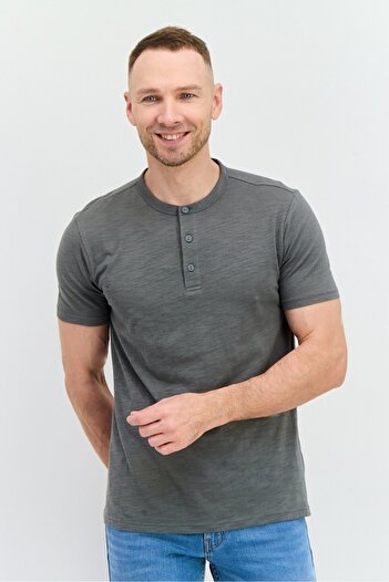 GAP Men Crew Neck Short Sleeves Plain T-Shirt, Grey