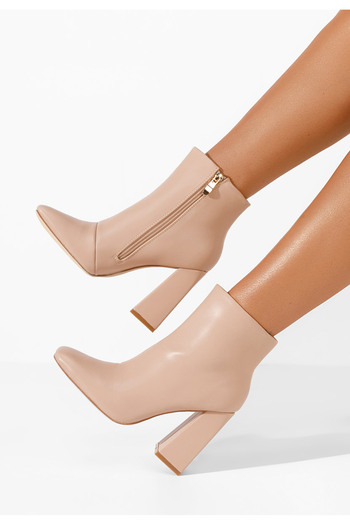 B T Shoes Μποτάκια με χοντρό τακούνι Meina μπεζ