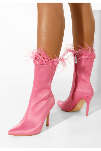 B T Shoes Μποτάκια με λεπτο τακουνι Aliseda ροζ
