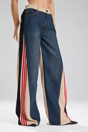 tw3 Women's Stripe Detailed Denim Garnished Design Trousers