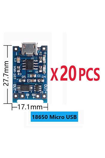 Choice3 18650 Micro 20PCS Micro Type-c USB 5V 1A TP4056 Lithium Battery Charger Module Charging Board With P