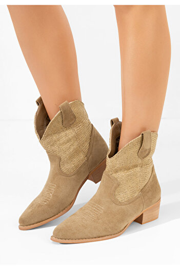 B T Shoes Γυναικεία Μποτάκια Cowboy Lusilda χακι