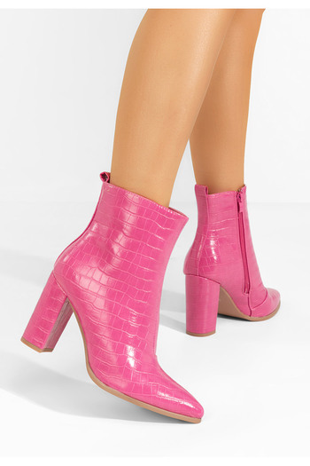 B T Shoes Μποτάκια με χοντρό τακούνι Sherryl φουξια