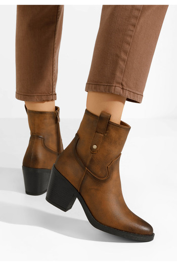 B T Shoes Γυναικεία Μποτάκια Cowboy Alyonna ταμπά