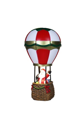 dalip Christmas Decoration Hot Air Balloon with Santa, Flippy, Resin LED Lighting, 17 x 5 x 5 cm