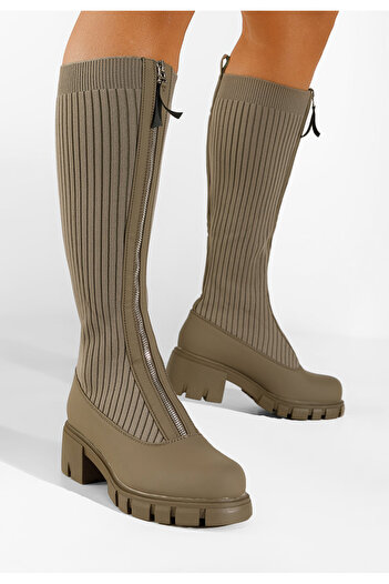 B T Shoes Γυναικείες Μπότες Χακι Frontieria
