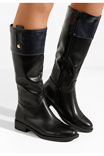 B T Shoes Mποτεσ γυναικειεσ φλατ Zerieva V3 Μαύρα