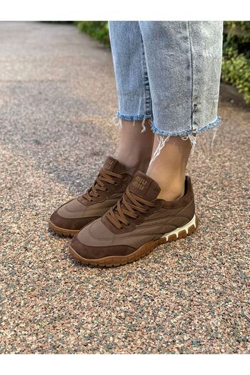 LABRONA Kadın Bağcıklı Renkli Tabanlı Sneaker Yürüyüş Ayakkabısı