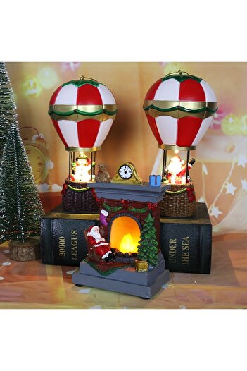 dalip Christmas Decoration Hot Air Balloon with Snowman, Flippy, Resin, LED Lighting, 17 x 5 x 5 cm, Gray
