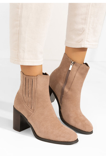 B T Shoes Khaki kotníkové boty na podpatku Dannielle