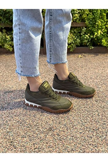 LABRONA Kadın Bağcıklı Renkli Tabanlı Sneaker Yürüyüş Ayakkabısı