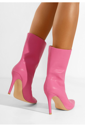 B T Shoes Fuchsiové kotníkové boty na vysokém podpatku Ribera