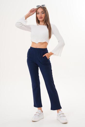 ŞİMAL Women's Glitter Detailed Wide Leg Pants 255082 -