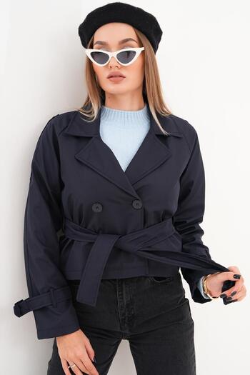 ŞİMAL Women's Belted Short Trench Coat 255129 -